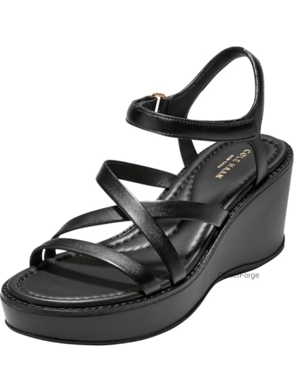 Strappy Wedge Sandals Leather Slip On Open Toe Comfortable